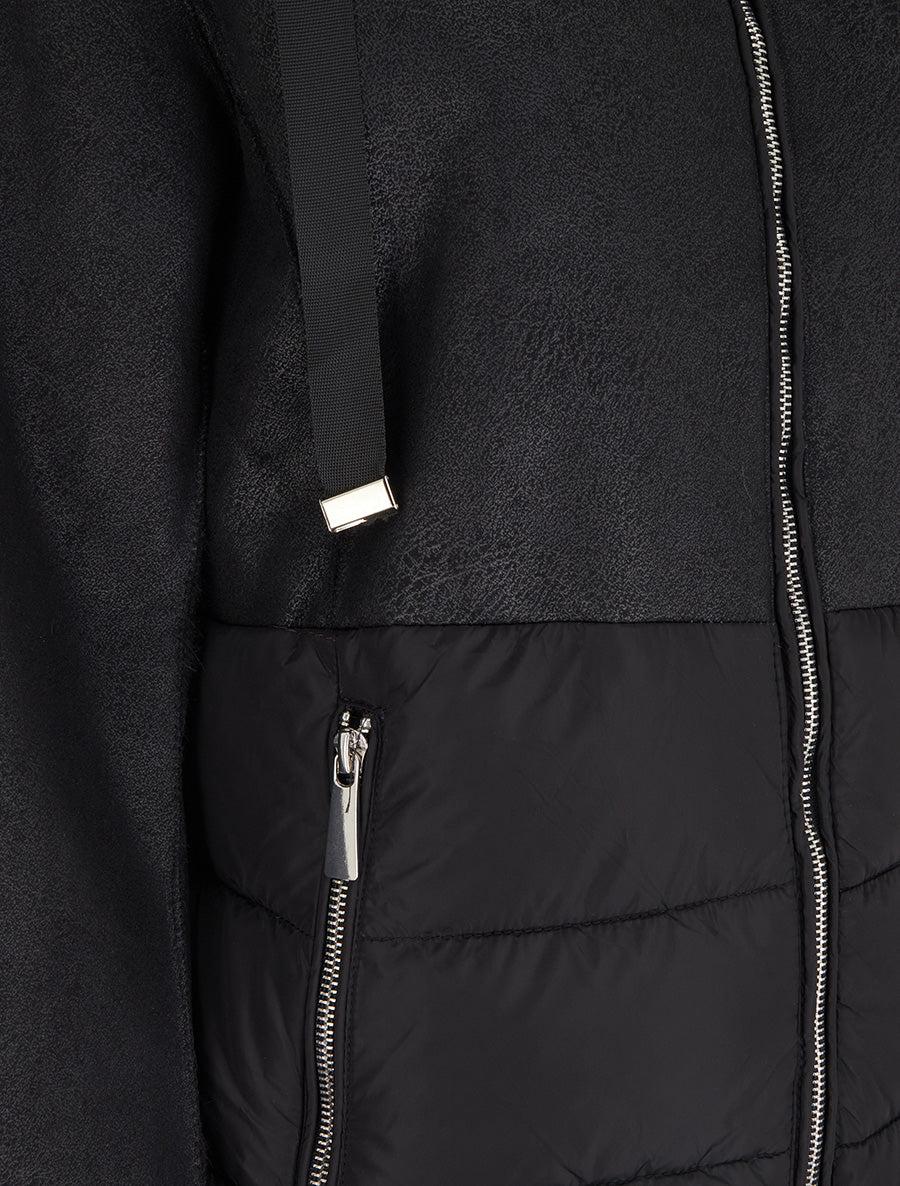 Manteau bimatière à intérieur fourrure synthétique - Noir - 3