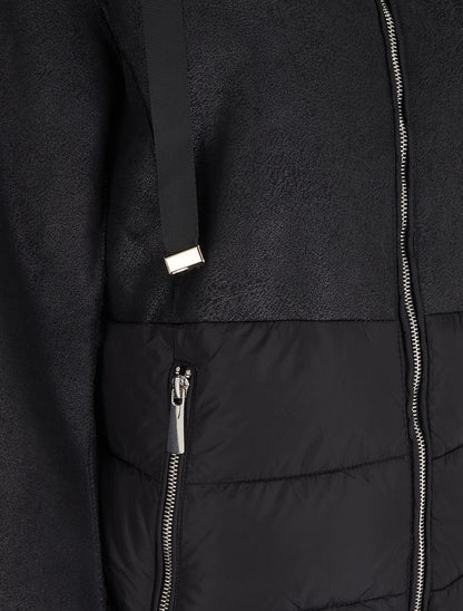 Manteau bimatière à intérieur fourrure synthétique - Noir - 3