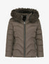 Doudoune à capuche amovible ornée de fourrure avec patch strassé - Taupe foncé - 1
