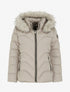 Doudoune à capuche amovible ornée de fourrure avec patch strassé - Taupe clair - 1