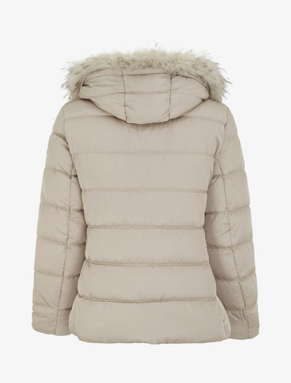 Doudoune à capuche amovible ornée de fourrure avec patch strassé - Taupe clair - 2