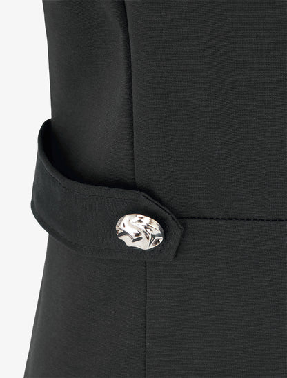 Robe sans manches droite boutons décoratifs - Noir - 3