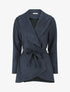 Veste longue unie en suédine - Marine - 1