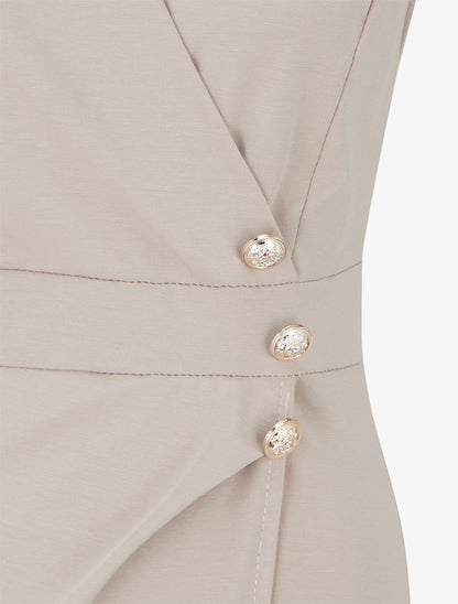 Robe portefeuille sans manches - Beige - 3
