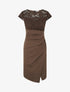 Robe portefeuille à buste dentelle - Marron - 1