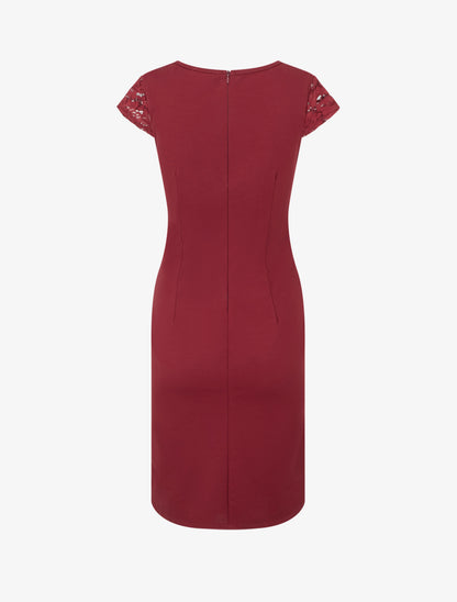 Robe portefeuille à buste dentelle - Bordeaux - 2