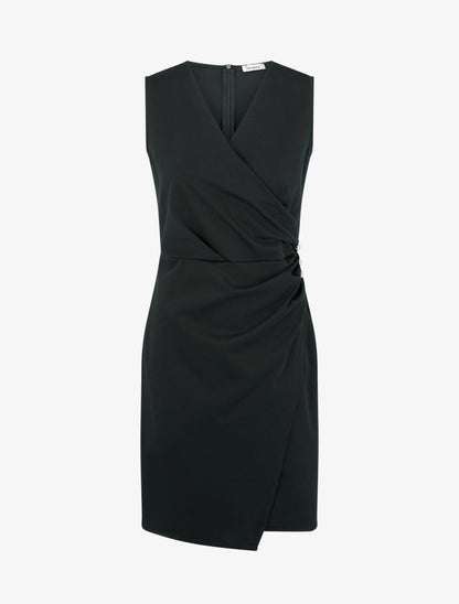 Robe sans manches style portefeuille - Noir - 1