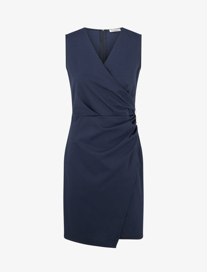 Robe sans manches style portefeuille - Marine - 1