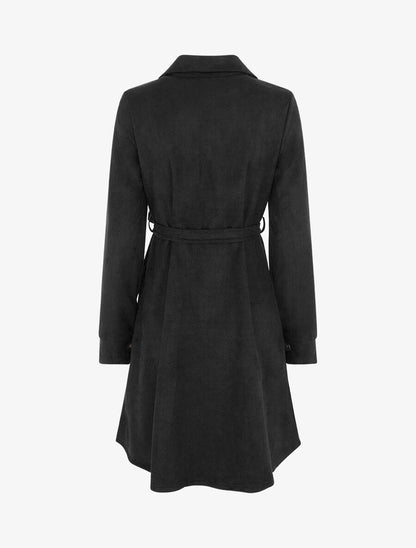 Robe chemise en suédine - Noir - 2