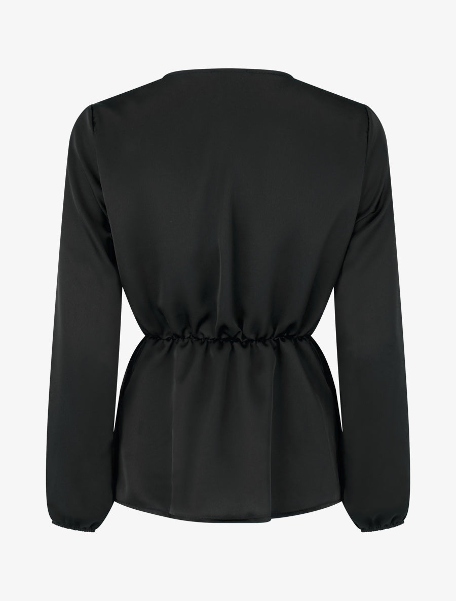 Top drapé et satiné à bijou - Noir - 2