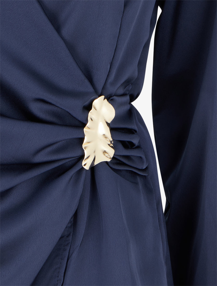 Top drapé et satiné à bijou - Marine - 3