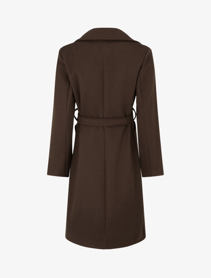 Manteau long croisé en laine mélangée - Marron - 2