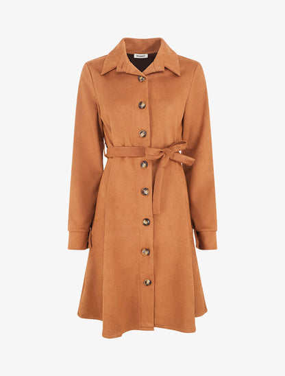 Robe chemise en suédine - Camel - 4