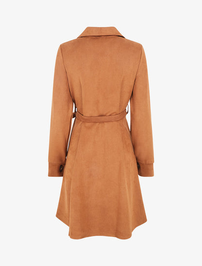 Robe chemise en suédine - Camel - 2