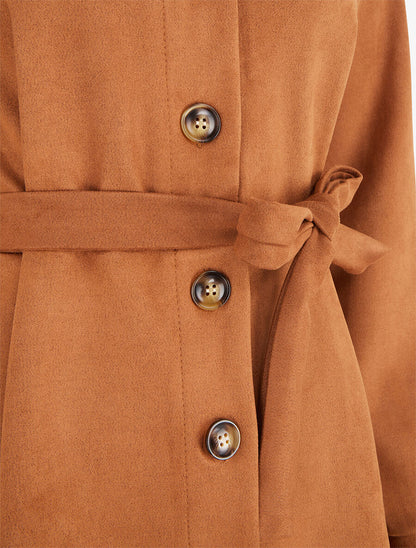 Robe chemise en suédine - Camel - 3