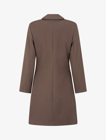 Manteau droit croisé en laine mélangé - Taupe foncé - 2