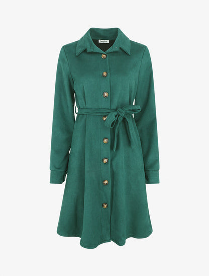 Robe chemise en suédine - Vert forêt - 1