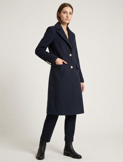 Manteau long droit classique - Marine