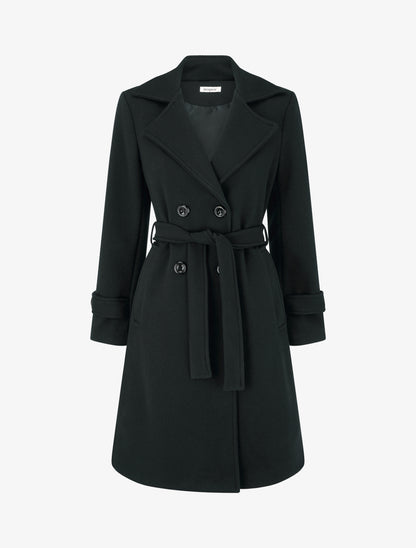 Manteau droit uni ceinturé - Marron - 1