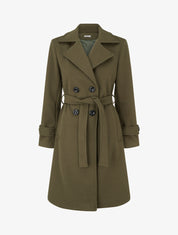 Manteau droit uni ceinturé - Vert olive - 1