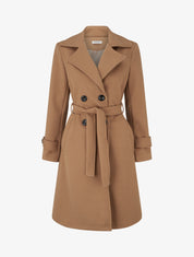 Manteau droit uni ceinturé - Camel - 1