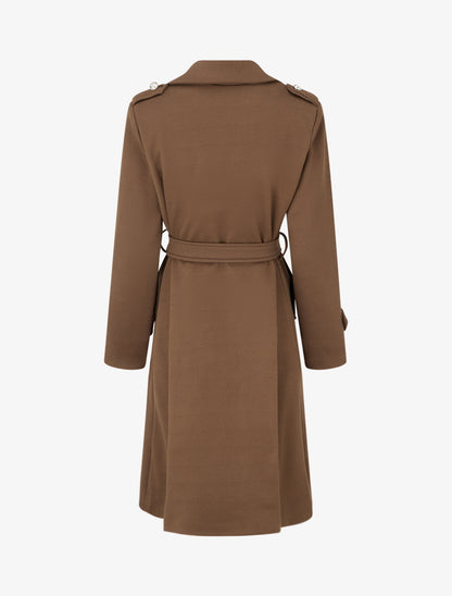 Manteau long à col cranté - Marron - 2