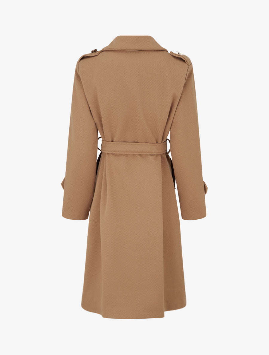 Manteau long à col cranté - Camel - 2