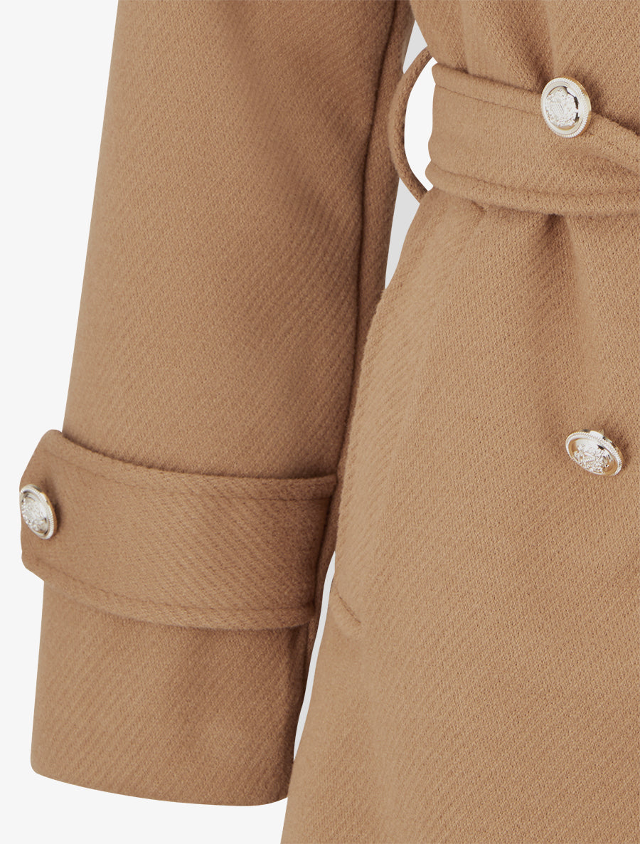 Manteau long à col cranté - Camel - 3