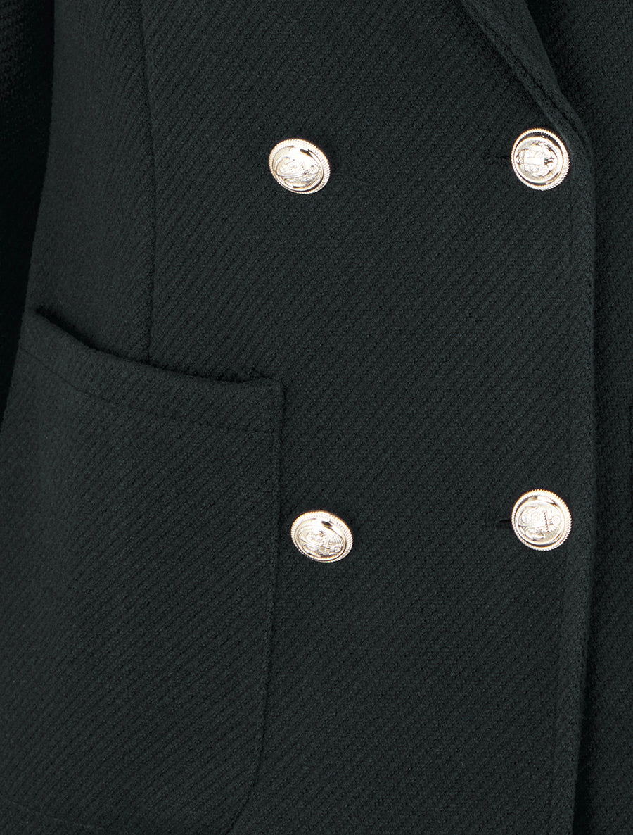 Manteau en laine mélangée à poches plaquées - Noir - 3