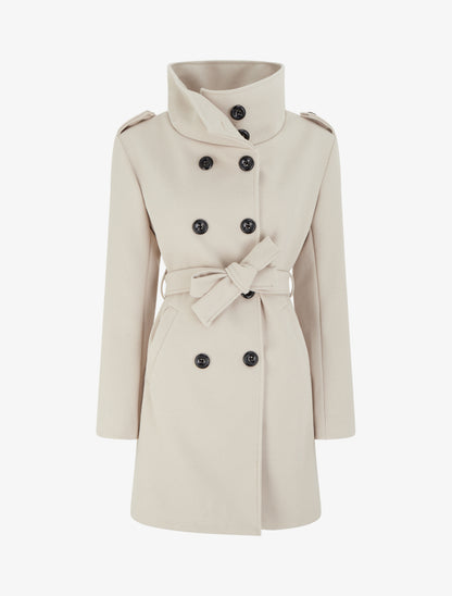 Manteau long à col montant - Beige - 1