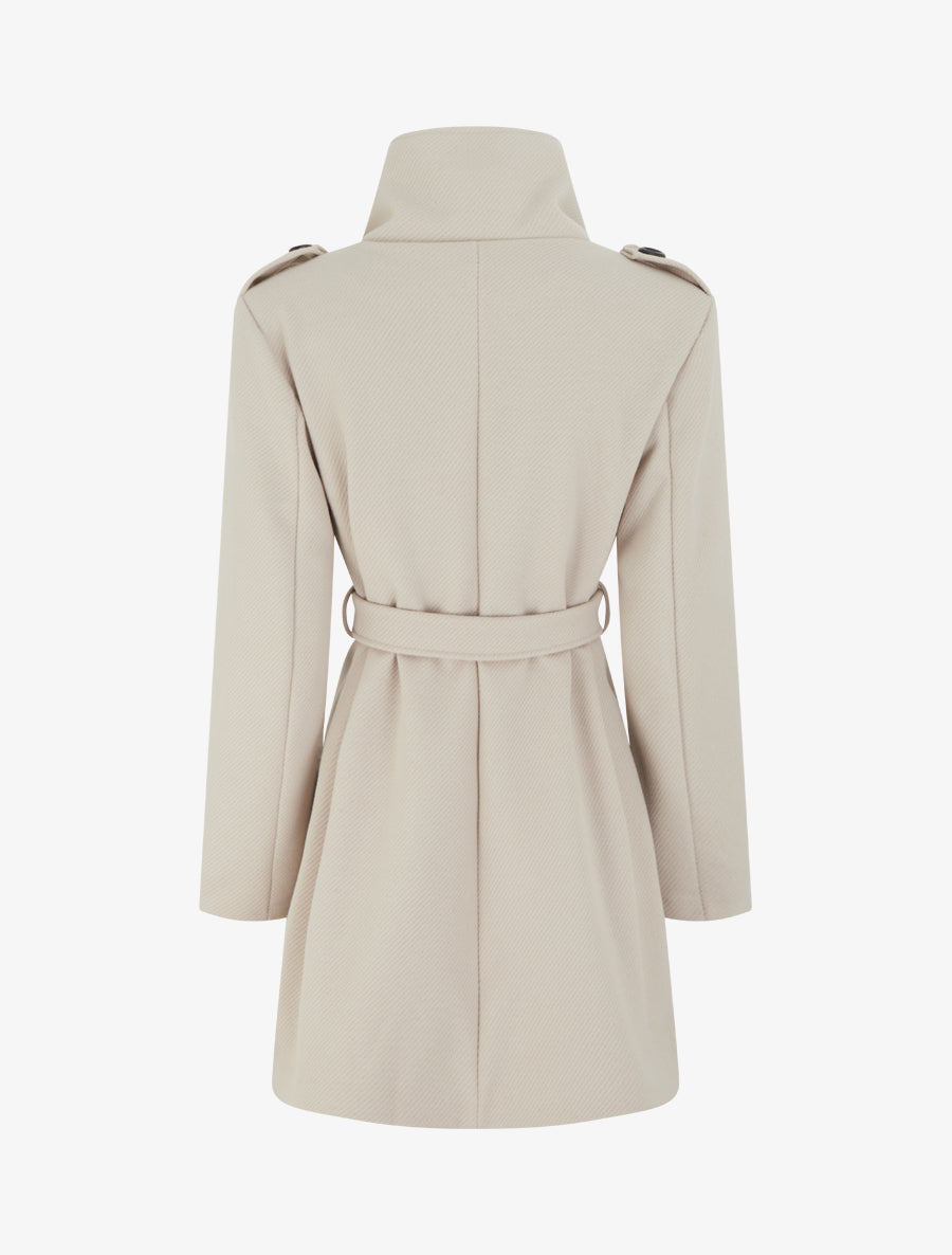 Manteau long à col montant - Beige - 2