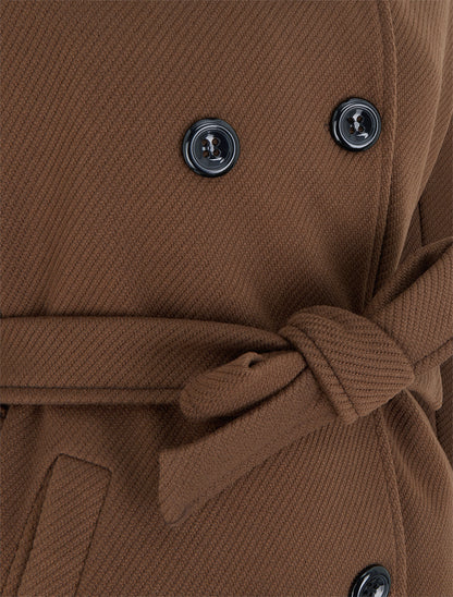 Manteau long à col montant - Marron - 3