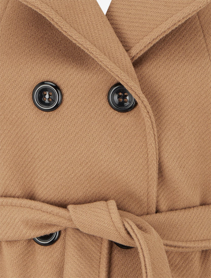 Manteau droit en laine mélangée - Camel - 3