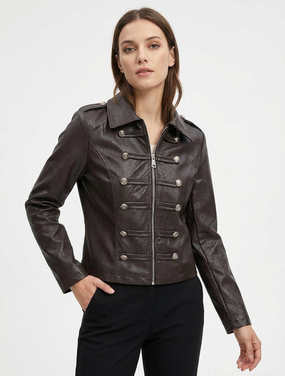 Veste simili style officier - Marron