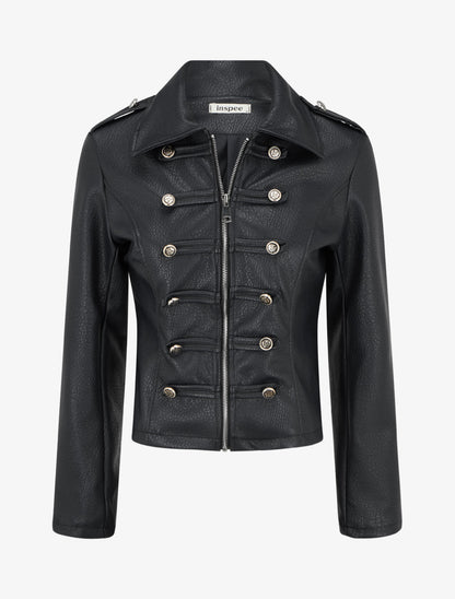 Veste simili style officier - Noir - 1