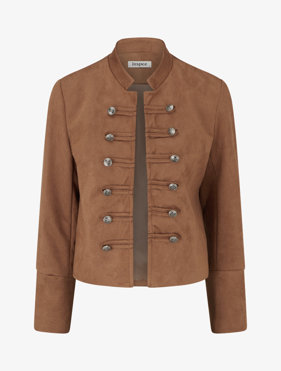 Veste suédine style officier - Camel - 1