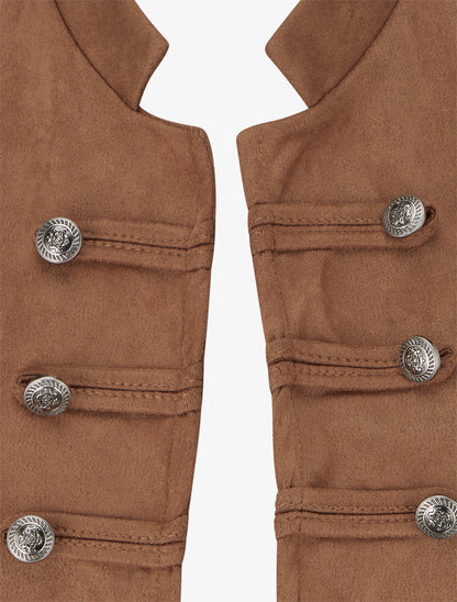 Veste suédine style officier - Camel - 3
