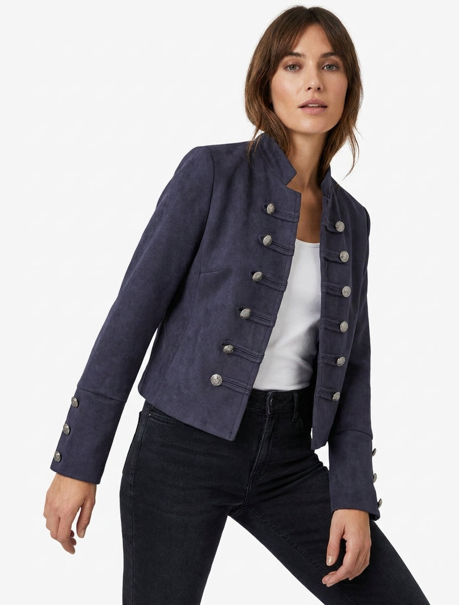 Officierstijl suède jasje - Marine