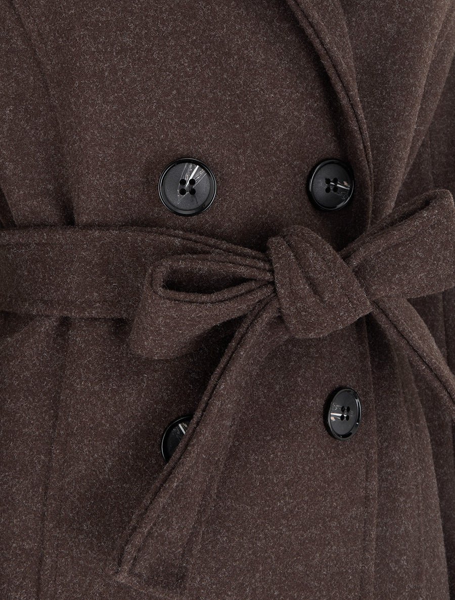 Manteau long croisé basique - Marron - 3