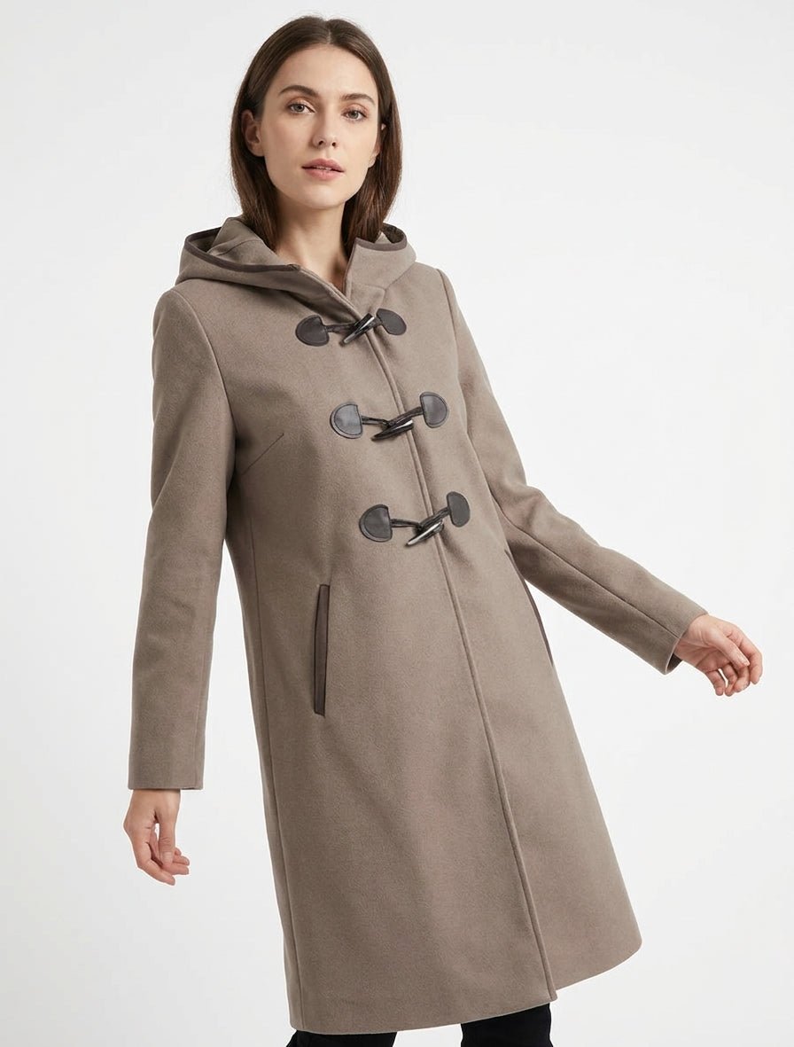 Duffle-coat à attaches contrastantes - Taupe