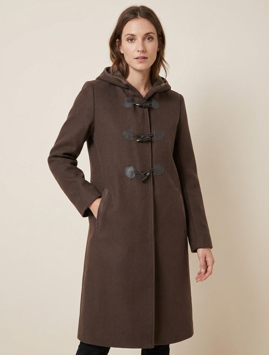 Duffle-coat à attaches contrastantes - Marron