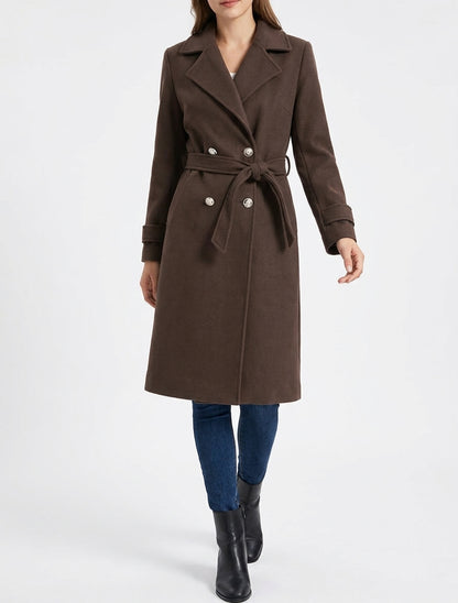 Manteau droit à col cranté - Marron