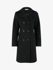 Manteau long croisé coupe droite - Noir - 1
