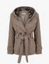 Manteau uni à capuche imprimée amovible - Taupe - 1