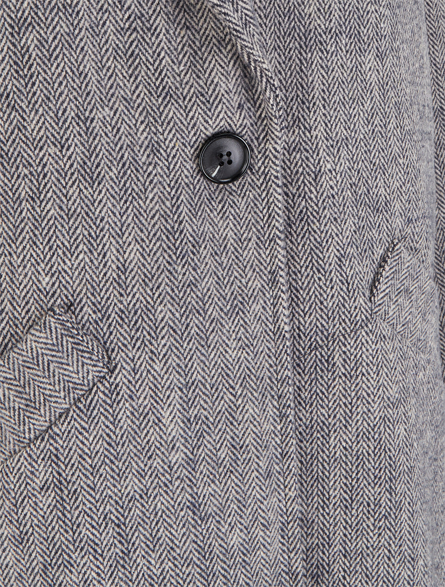 Manteau boutonné imprimé chevron - Marine - 3