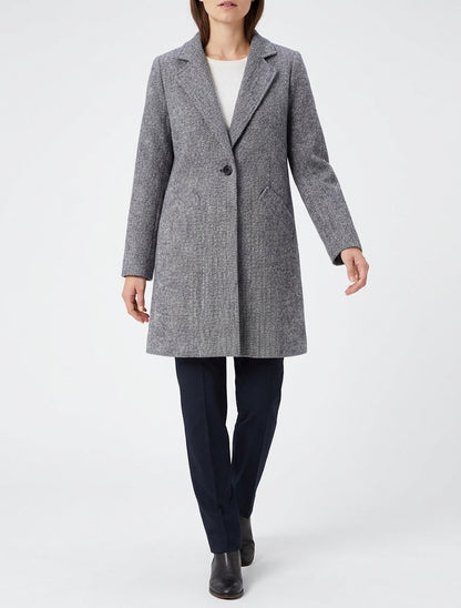 Manteau boutonné imprimé chevron - Marine