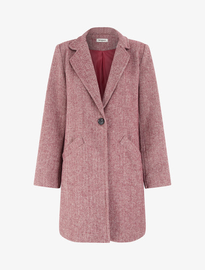 Manteau boutonné imprimé chevron - Rouge - 1