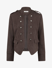 Veste en suédine à boutons décoratifs - Marron - 1