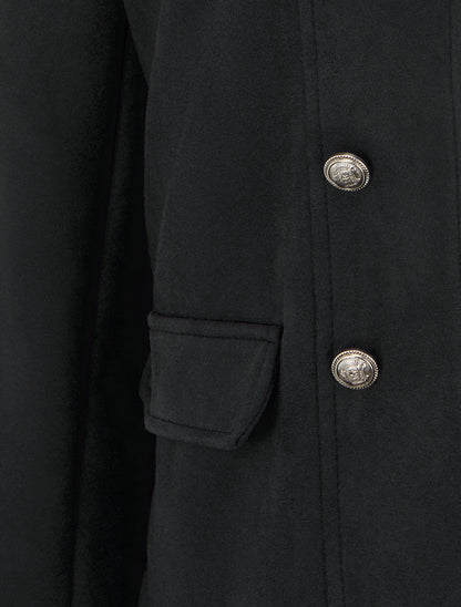Veste en suédine à boutons décoratifs - Noir - 3