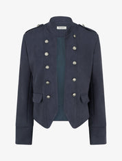Veste en suédine à boutons décoratifs - Marine - 1